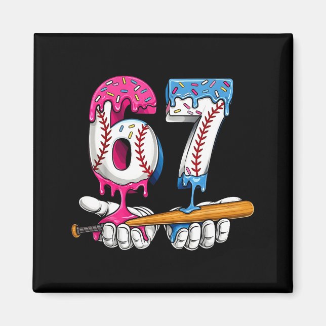 Baseball 67 Ice Cream Drip Six Seven Boys Funny Me Magnet (Vorne)