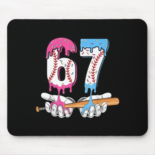 Baseball 67 Ice Cream Drip Six Seven Boys Funny Me Mousepad (Vorne)