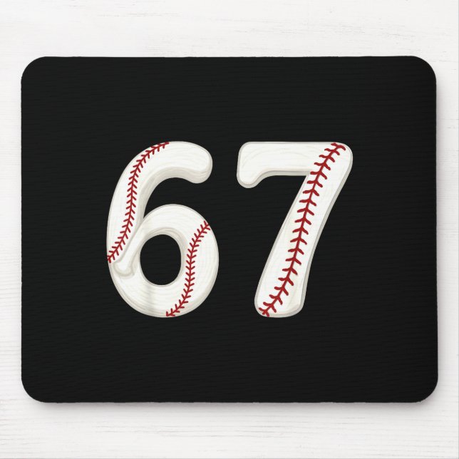 Baseball 67 Number Funny Six Seven Gen Alpha Meme  Mousepad (Vorne)