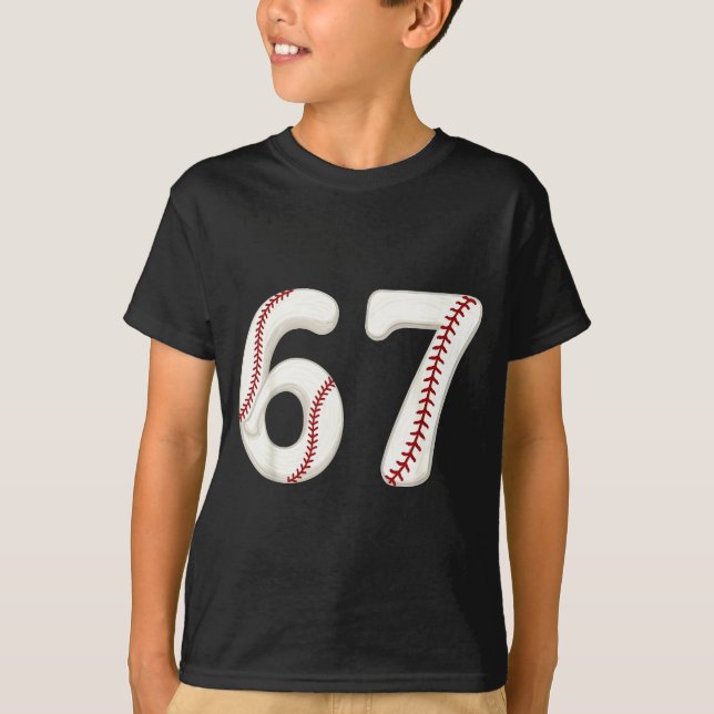 Baseball 67 Number Funny Six Seven Gen Alpha Meme  T-Shirt (Vorderseite)