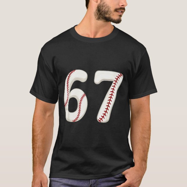 Baseball 67 Number Funny Six Seven Gen Alpha Meme  T-Shirt (Vorderseite)