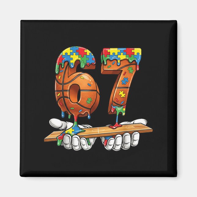 Baseball 67 Puzzle Drip Six Seven Meme Jungen Auti Magnet (Vorne)
