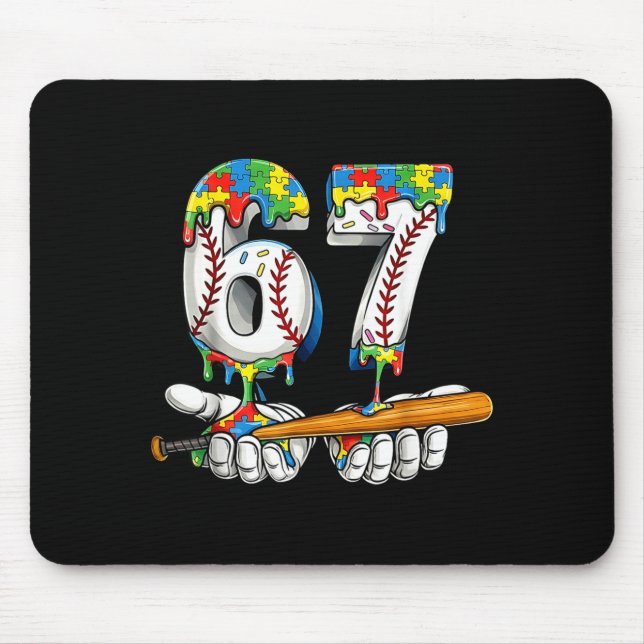 Baseball 67 Puzzle Drip Six Seven Meme Jungen Auti Mousepad (Vorne)