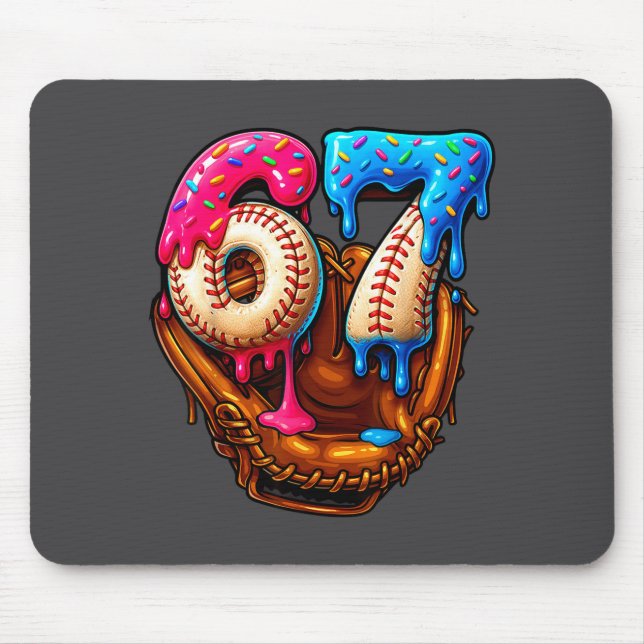 Baseball 67 Six Seven Funny 6 7 Meme Gen Alpha Mem Mousepad (Vorne)