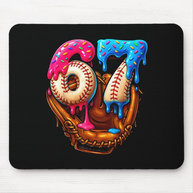 Baseball 67 Six Seven Funny 6 7 Meme Gen Alpha Mem Mousepad (Vorne)