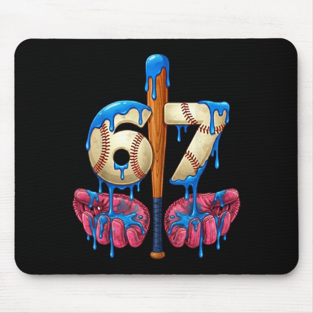 Baseball 67 Six Seven Funny Gen Alpha Meme Drip  Mousepad (Vorne)
