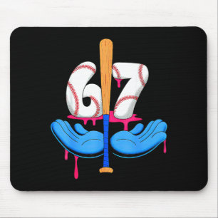 Baseball 67 Six Seven Gen Alpha Meme Drip Mousepad