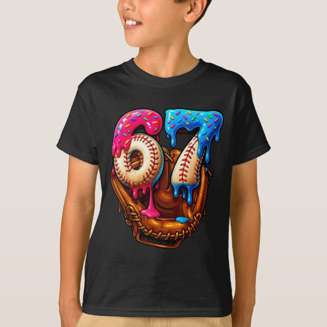 Baseball 67 Six Seven Lustig 6 7 Meme Gen Alpha Me T-Shirt (Vorderseite)