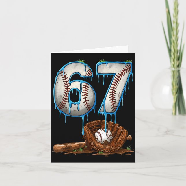 Baseball 67 six seven meme funny 6-7 drip baseball karte (Vorderseite)