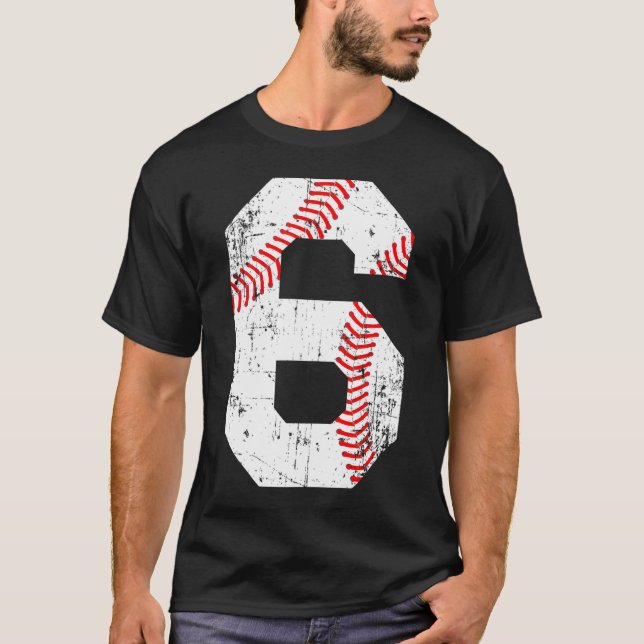 Baseball 6 Jersey-Nummer T-Shirt (Vorderseite)