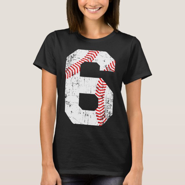 Baseball 6 Trikotnummer T-Shirt  (Vorderseite)