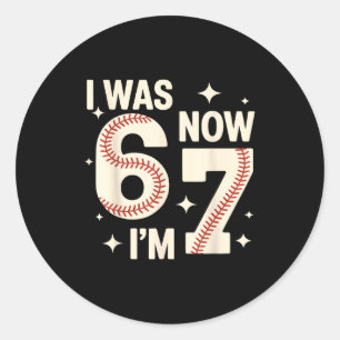 Baseball 7. Geburtstag lustig 6 7 Jahre alt war 6 Runder Aufkleber