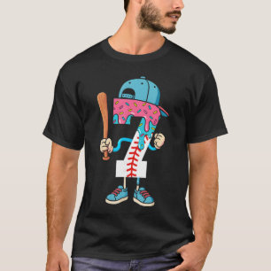 Baseball 7 Jahre alte Eiscreme-Drip 7. Geburtstag T-Shirt