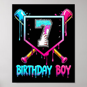 Baseball 7 Jahre alter Geburtstag Junge Eiscreme t Poster
