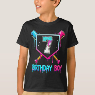 Baseball 7 Jahre alter Geburtstag Junge Eiscreme t T-Shirt