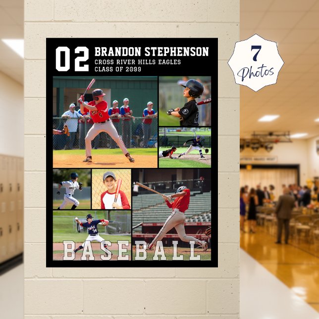 Baseball 7 Photo Player Name and Number Poster (Von Creator hochgeladen)