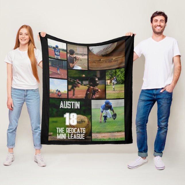 Baseball 9 Foto Collage Personalisiertes Poster Fleecedecke (Beispiel)