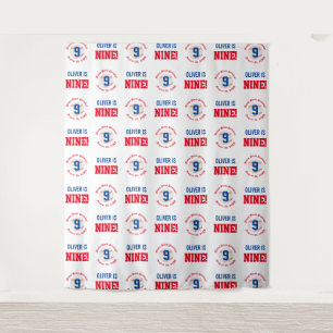Baseball 9. Geburtstag Jungen   Step & Repeat Hint Wandteppich