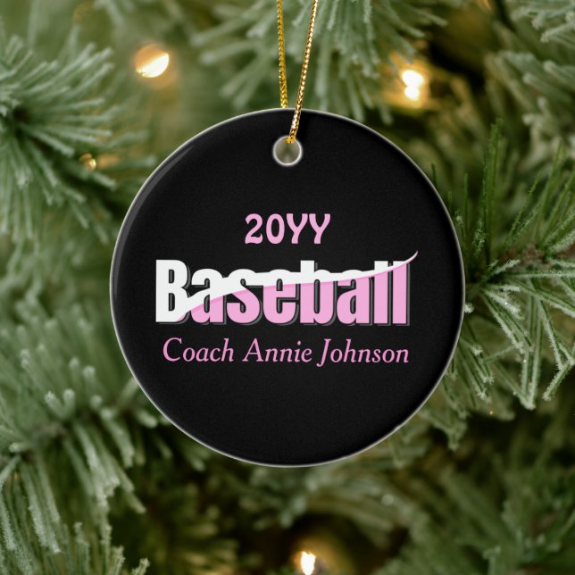 Baseball Abstrakt Swish - Giro Word Art Keramik Ornament (Baum)