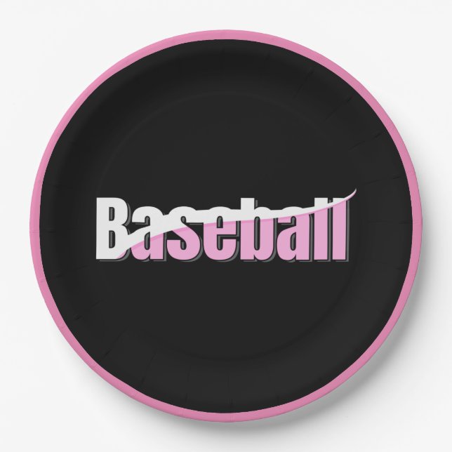 Baseball Abstrakt Swish - Giro Word Art Pappteller (Vorderseite)
