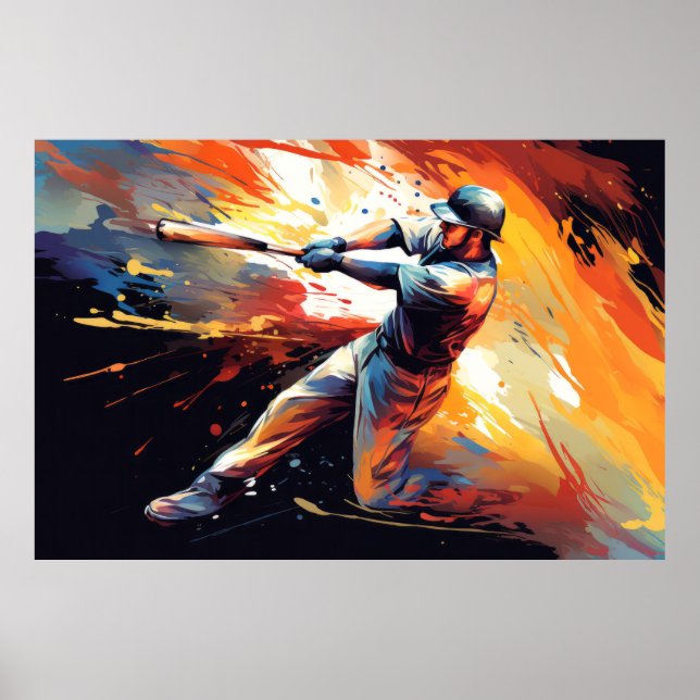 Baseball Action Sport Malerei Abstrakte Art Deco Poster (Vorne)