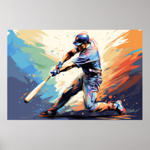 Baseball Action Sport Malerei Abstrakte Art Deco Poster