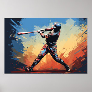 Baseball Action Sport Malerei Abstrakte Art Deco Poster