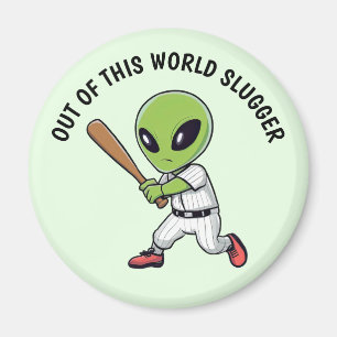 Baseball Alien Magnet