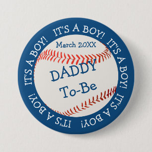 Baseball All American Daddy & Date Button