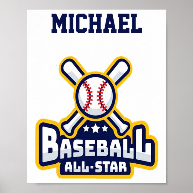 Baseball All Star Ball Schläger Personalisiertes B Poster (Vorne)
