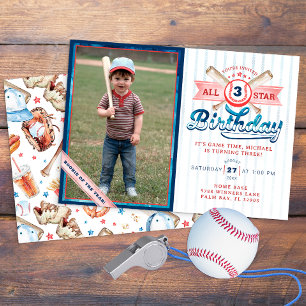 Baseball All-Star Foto Geburtstagsparty Einladung