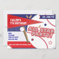 Baseball All Star Red White Blue Geburtstagsparty