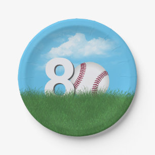 Baseball am 80. Geburtstag im Grünen Gras Pappteller