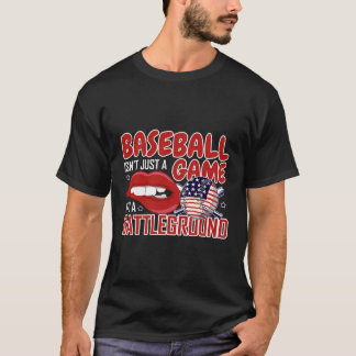 Baseball American Flag Lip Bite Funny Zitat Patriz T-Shirt