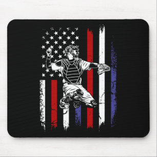 Baseball American Flag Patriotic Catcher 4th Of Ju Mousepad