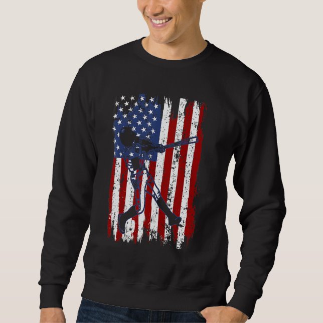 Baseball American Flag Patriotic Catcher 4th Of Ju Sweatshirt (Vorderseite)