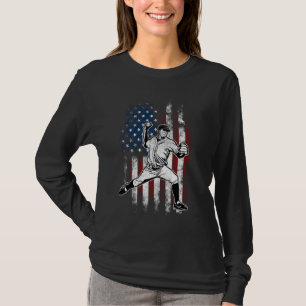 Baseball American Flag Pitcher USA Pitching 4. T-Shirt