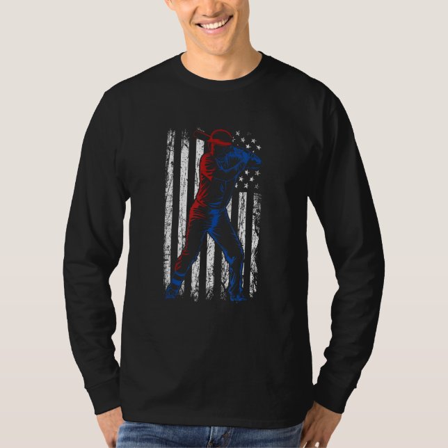 Baseball American Flag Pitcher USA Pitching 4th Of T-Shirt (Vorderseite)