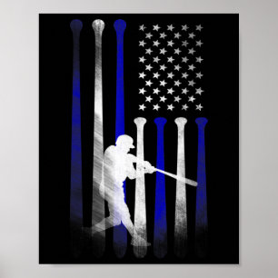 Baseball American Flag Player Flag, Vater, Mama, K Poster