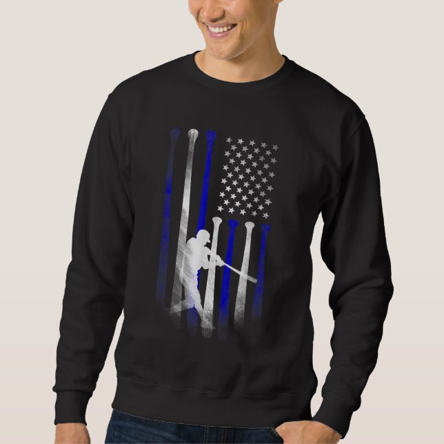 Baseball American Flag Player Flag Vater Mama Kid  Sweatshirt (Vorderseite)