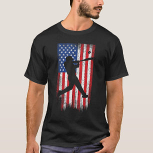 Baseball American Flag Vintag Men Boys Team T-Shir T-Shirt