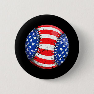 Baseball amerikanische Flagge 4. Juli Jungen Männe Button