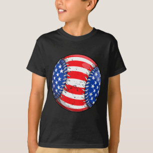Baseball amerikanische Flagge 4. Juli Jungen Männe T-Shirt