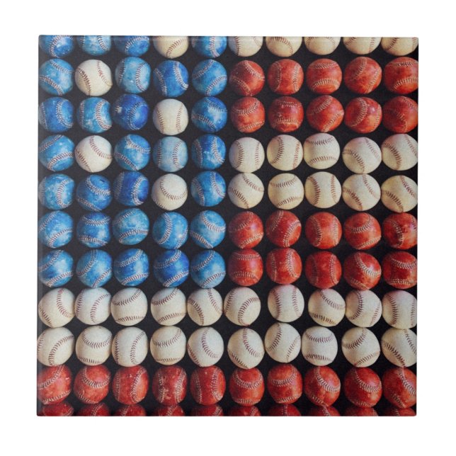 Baseball-Amerikanische Flagge Fliese (Vorderseite)