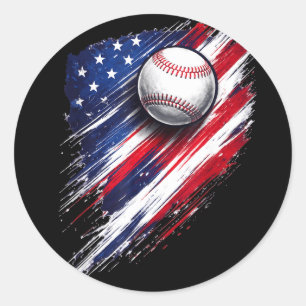 Baseball amerikanische Flagge Jungen Mädchen Männe Runder Aufkleber