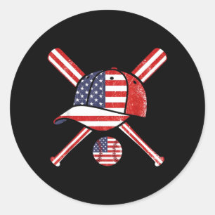 Baseball Amerikanische Flagge Lax Kappe Schläger S Runder Aufkleber