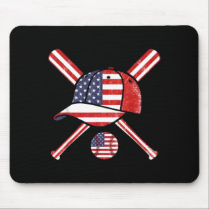 Baseball Amerikanische Flagge Lax Mütze Schläger S Mousepad