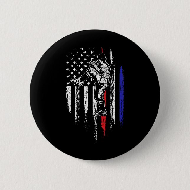 Baseball Amerikanische Flagge Pitcher USA Pitching Button (Vorderseite)