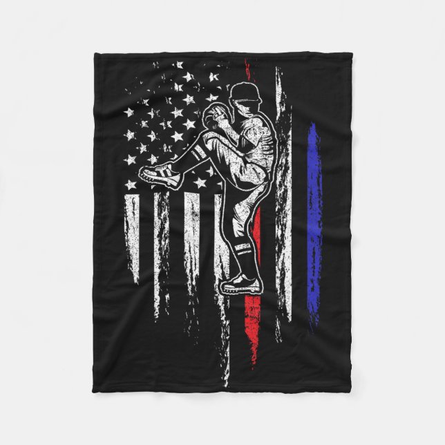 Baseball Amerikanische Flagge Pitcher Usa Pitching Fleecedecke (Vorderseite)