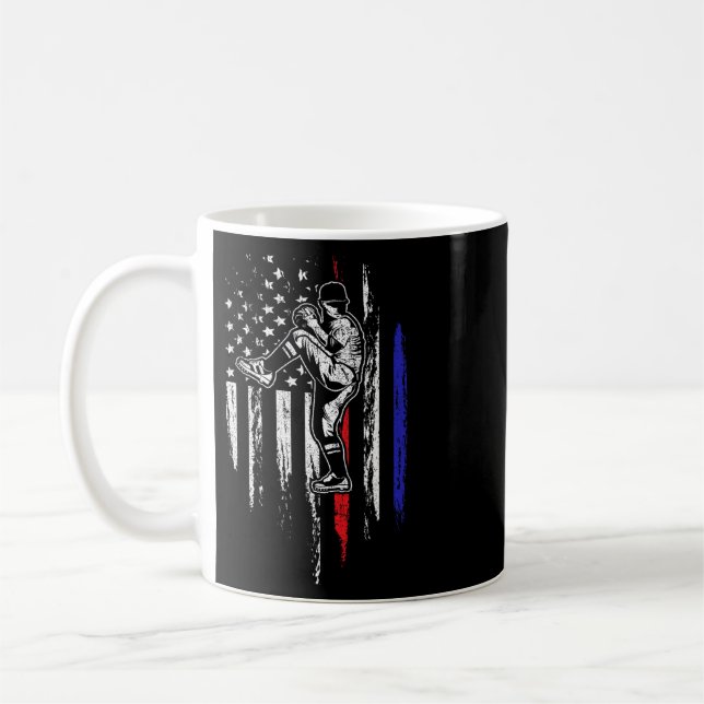Baseball-Amerikanische-Flagge-Pitcher-USA-Pitching Kaffeetasse (Links)